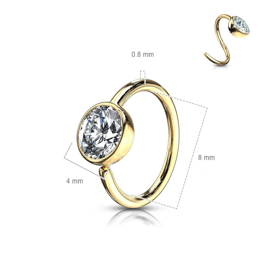 Oro 14kt Anillo Engaste de Circonita Flexible