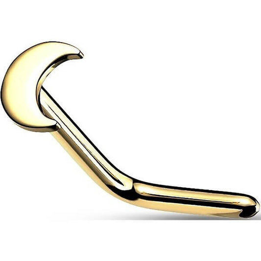 Solid Gold 14 Carat Nose L-Shape Moon