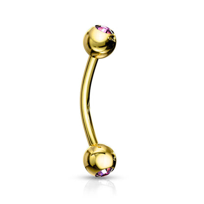 Piercing Sopracciglio Sfera Oro con Zircone