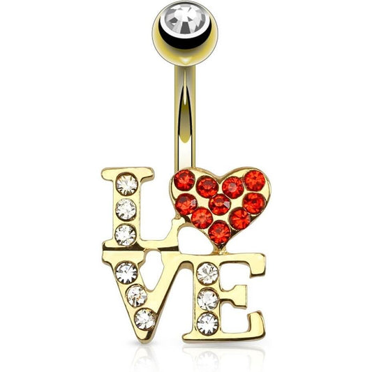 Piercing Nombril Love Zircone Or