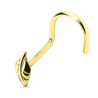 Oro 14 kt Screw Nasale Foglia 