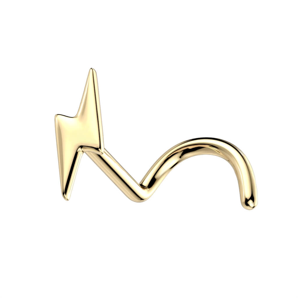 Solid Gold 14 Carat Nose Screw Lightning Bolt