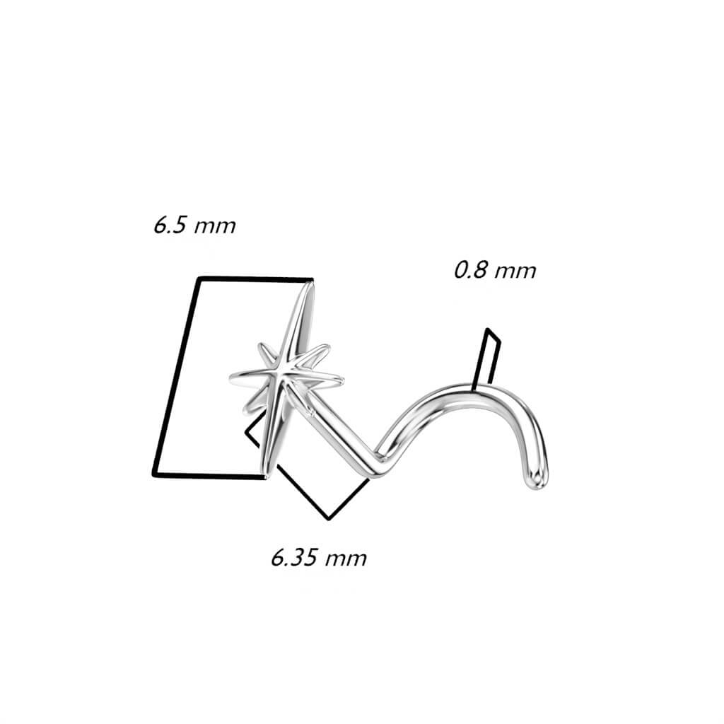Oro 14kt Nariz Screw Estrella