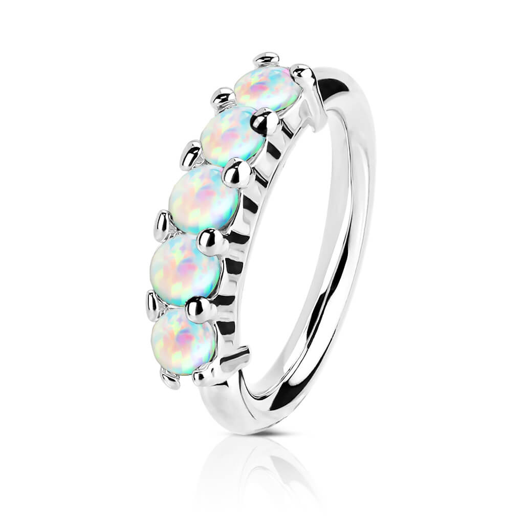 Solid Gold 14 Carat Ring 5 Opal Bendable