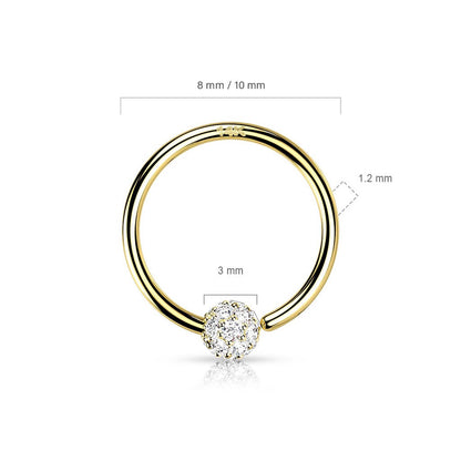 Oro 14 kt Anello Piercing Zircone  Pieghevole