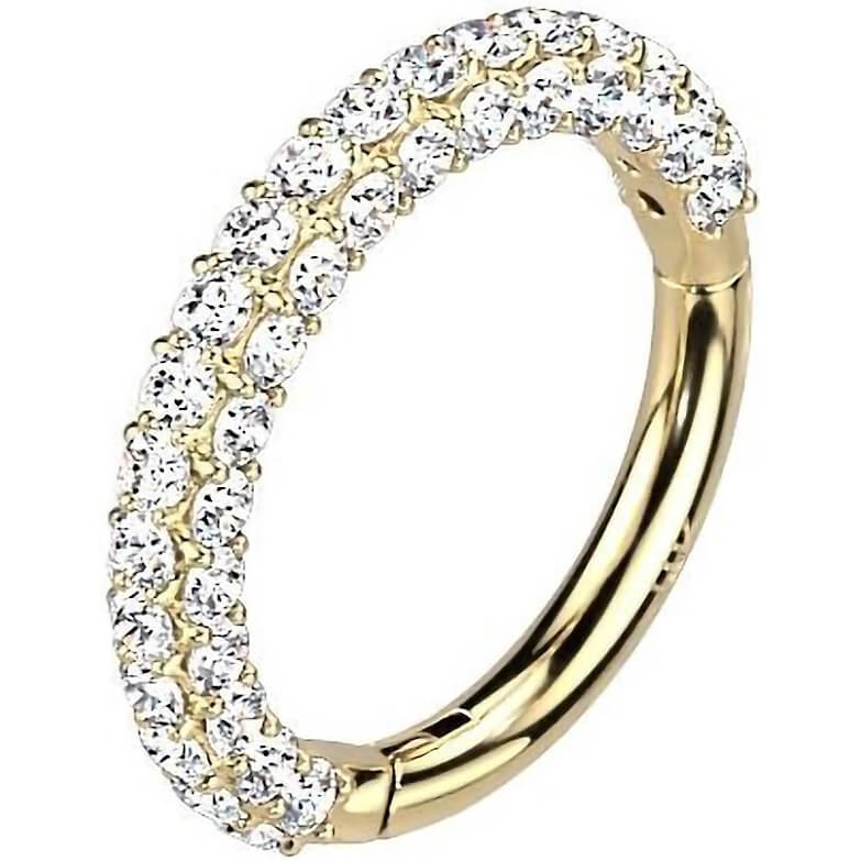 Oro 14kt Anillo Circonita Clicker