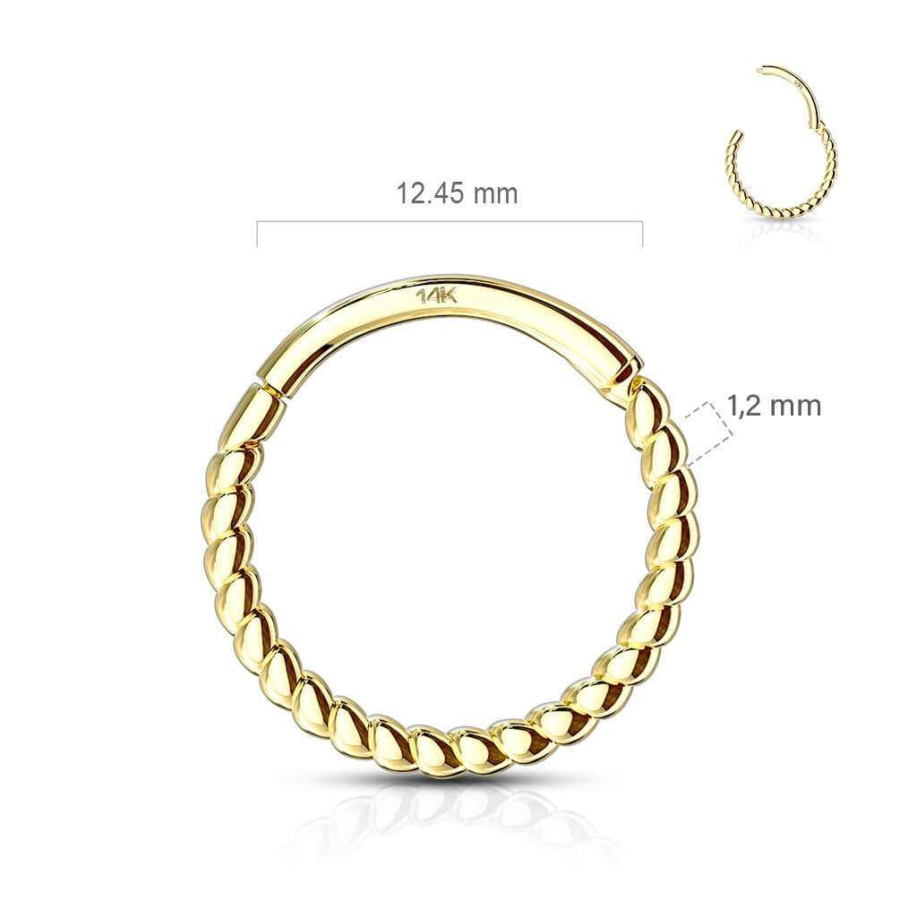 Oro 14kt Anillo Trenza Clicker