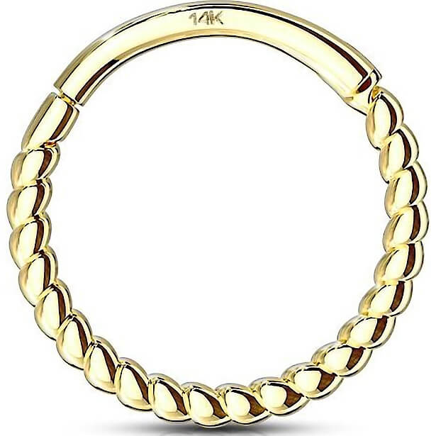 Oro 14kt Anillo Trenza Clicker