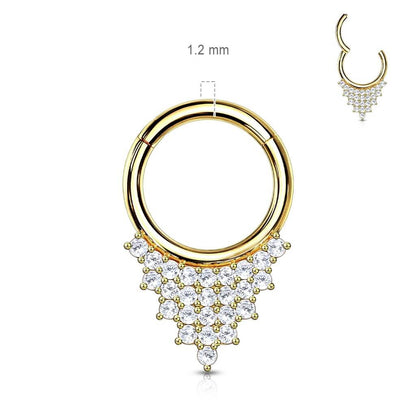 Oro 14kt Septum Piercing Circonita Triángulo Clicker