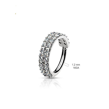 Or 14kt Anneau 2 Lignes Zircone Cliqueur