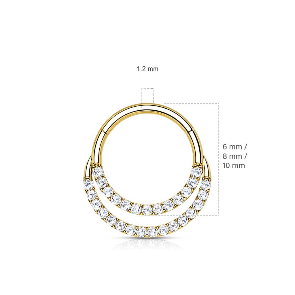 Solid Gold 14 Carat Ring Zirconia Clicker