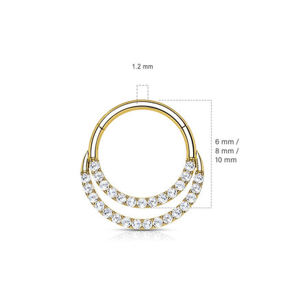 Solid Gold 14 Carat Ring Zirconia Clicker