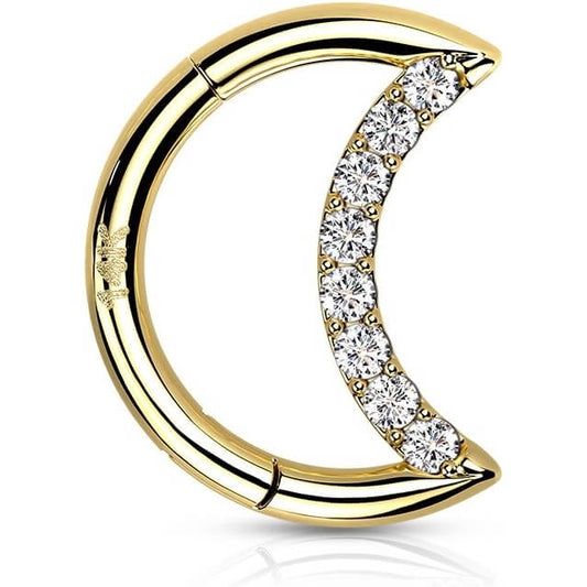 Oro 14 kt Anello Piercing  Zircone/Opale Clicker