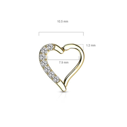 Solid Gold 14 Carat Ring Heart Zirconia Bendable