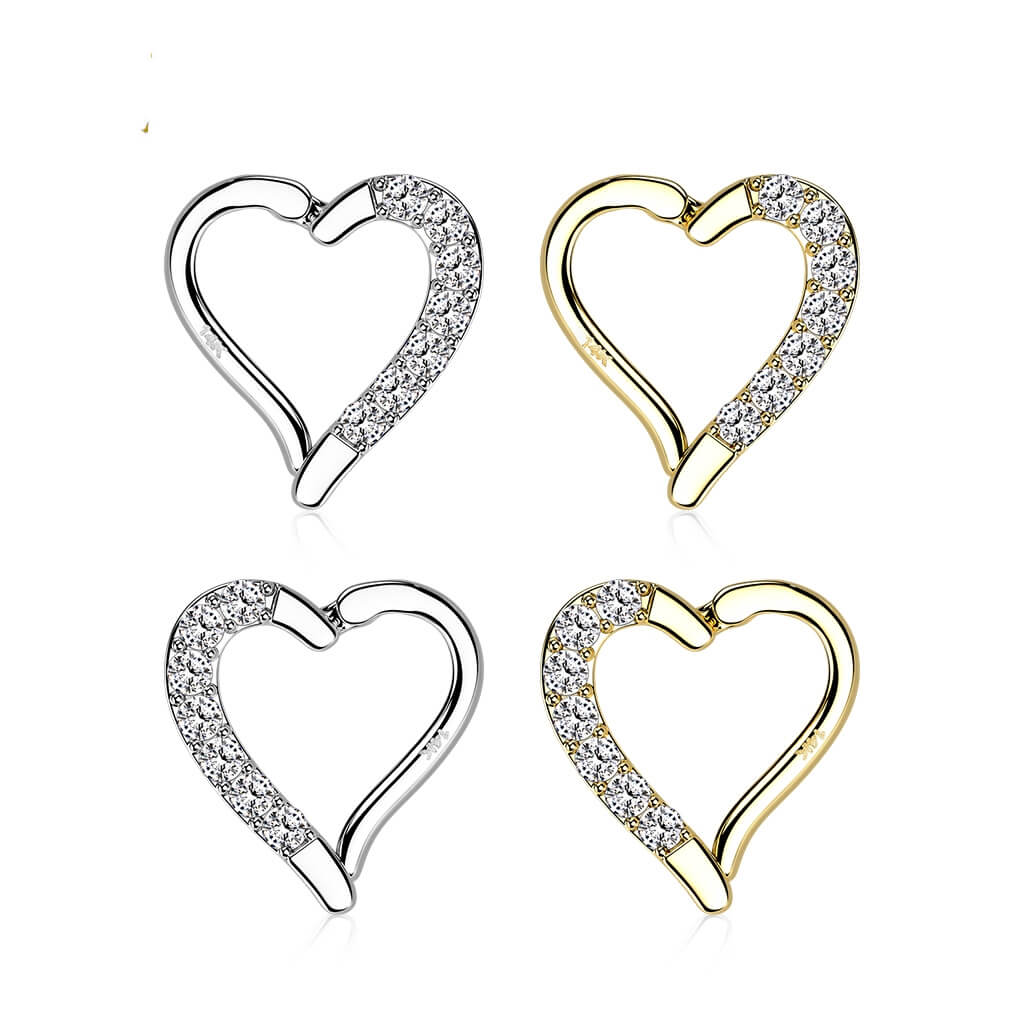 Solid Gold 14 Carat Ring Heart Zirconia Bendable