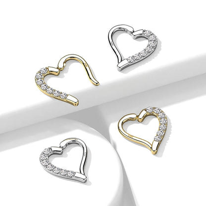 Solid Gold 14 Carat Ring Heart Zirconia Bendable