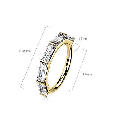 Oro 14kt Anillo Circonita Cuadrado Clicker