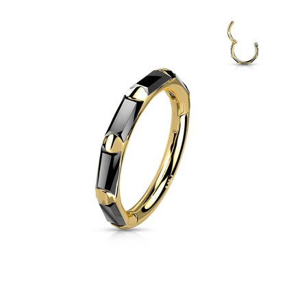 14 Karat Gold Ring Zirkonia Rechteck Gelbgold Weißgold Clicker