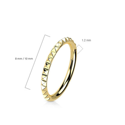 Oro 14kt Anillo Corte pirámide Clicker