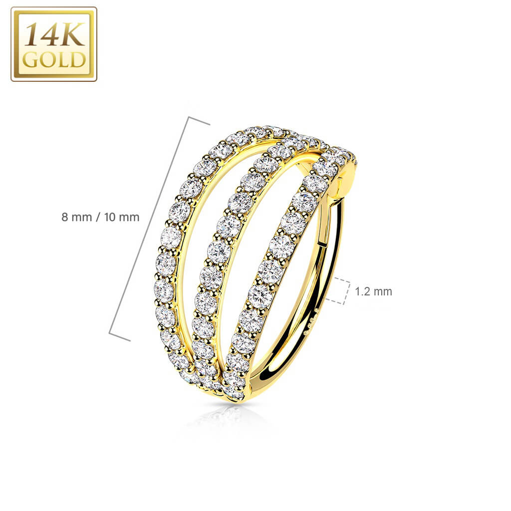 Oro 14kt Anillo Circonita Clicker