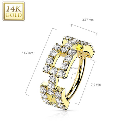 Solid Gold 14 Carat Ring Zirconia pave´setting Clicker