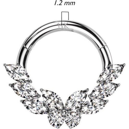 Or 14kt Anneau Papillon Marquise Zircone Cliqueur