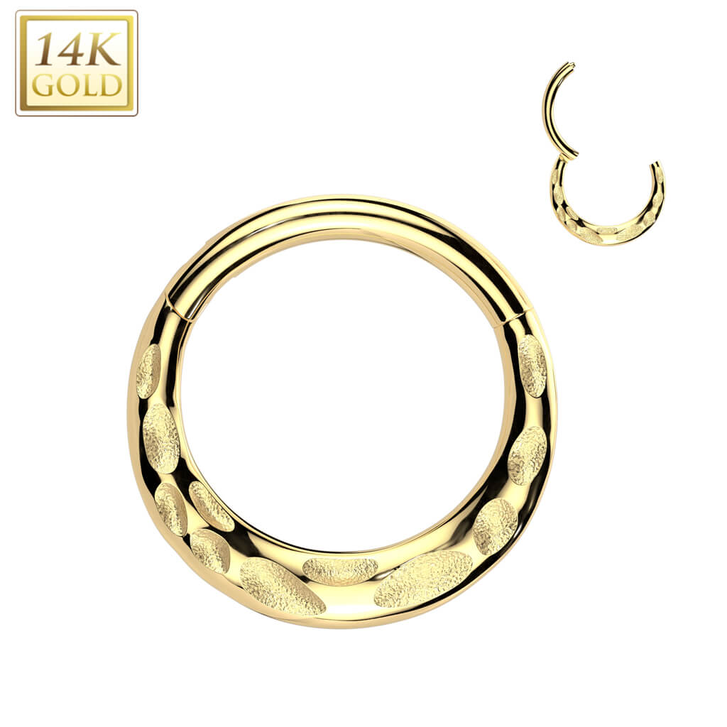 Oro 14kt Anillo Grabado Clicker