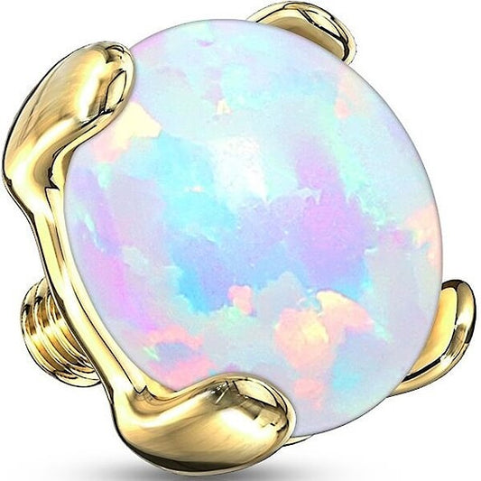 Solid Gold 14 Carat dermal anchor top opal