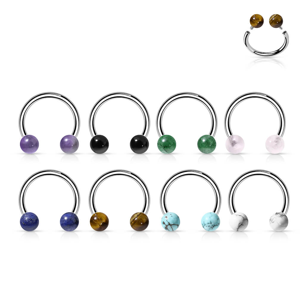 Horseshoe Semi-Precious Stones Internally Threaded