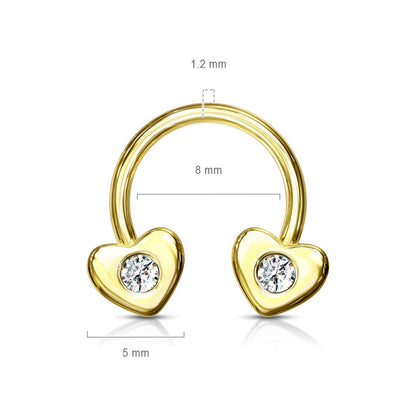 Horseshoe Heart Zirconia Gold