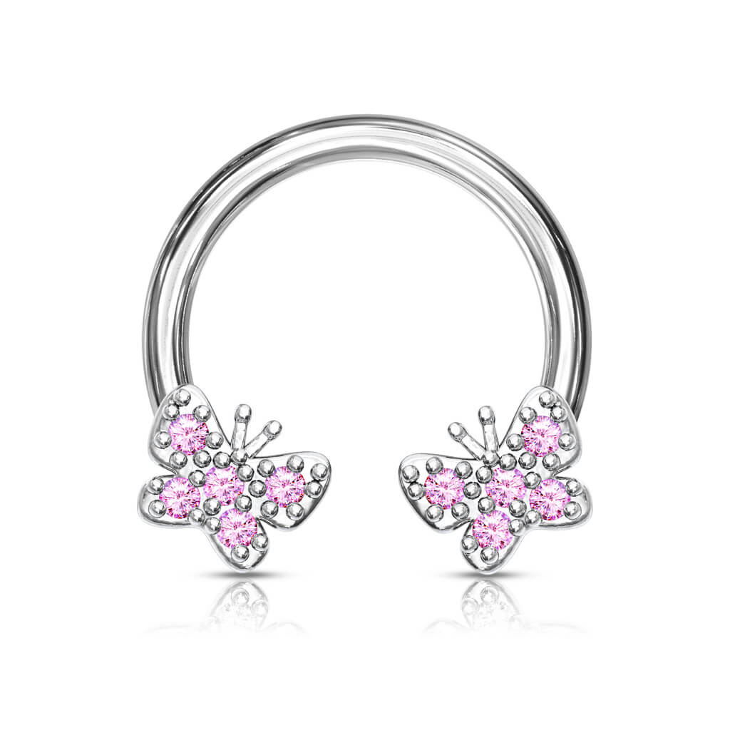 Horseshoe Butterflies Zirconia Silver