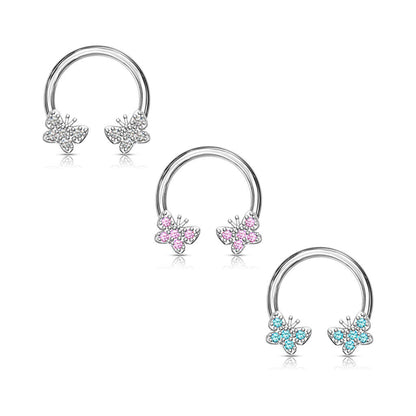 Horseshoe Butterflies Zirconia Silver