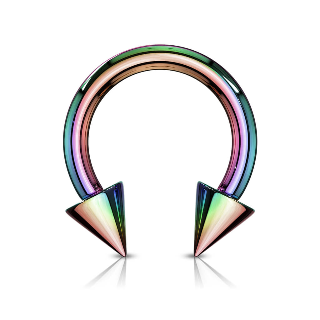 Hufeisen Piercing Regenbogen Stachel Titan PVD