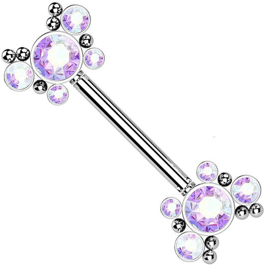 Nipple Piercing Butterflies Zirconia Silver Push-In