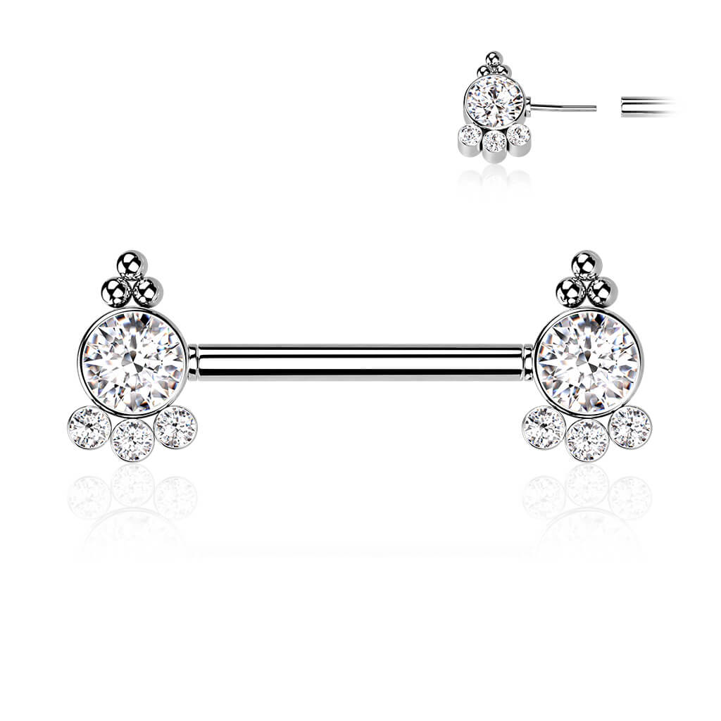 Nipple Piercing Zirconia Gold Push-In