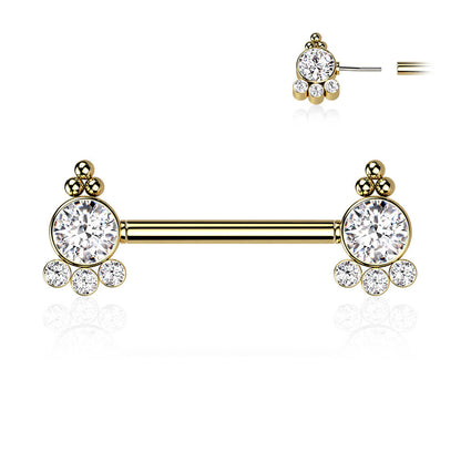 Nipple Piercing Zirconia Gold Push-In