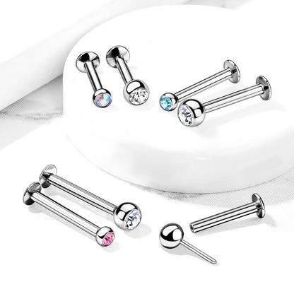 Bola Circonita Plata Push In Labret