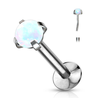 Labret Opale Ronde Serti Griffe Argent