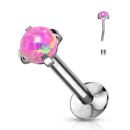 Labret Opale Ronde Serti Griffe Argent