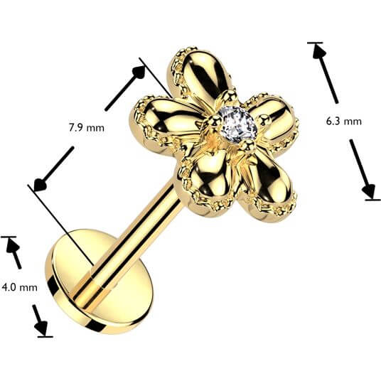 Labret fleur zirconia Enfoncer