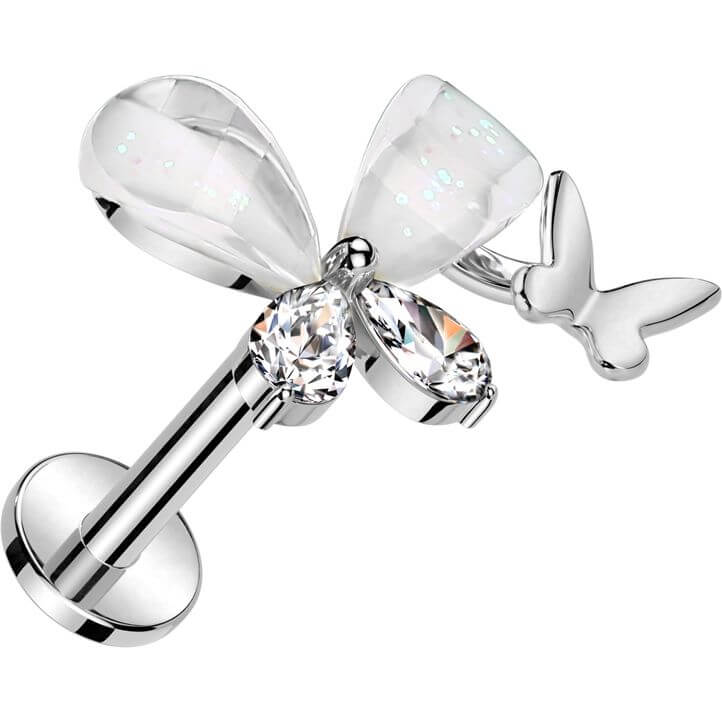 Labret Farfalla con zirconi Push-In