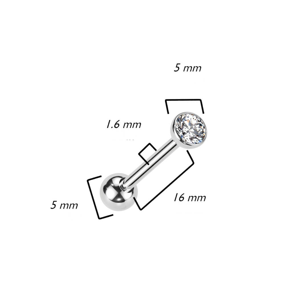 Titanio Barbell Circonita Push In