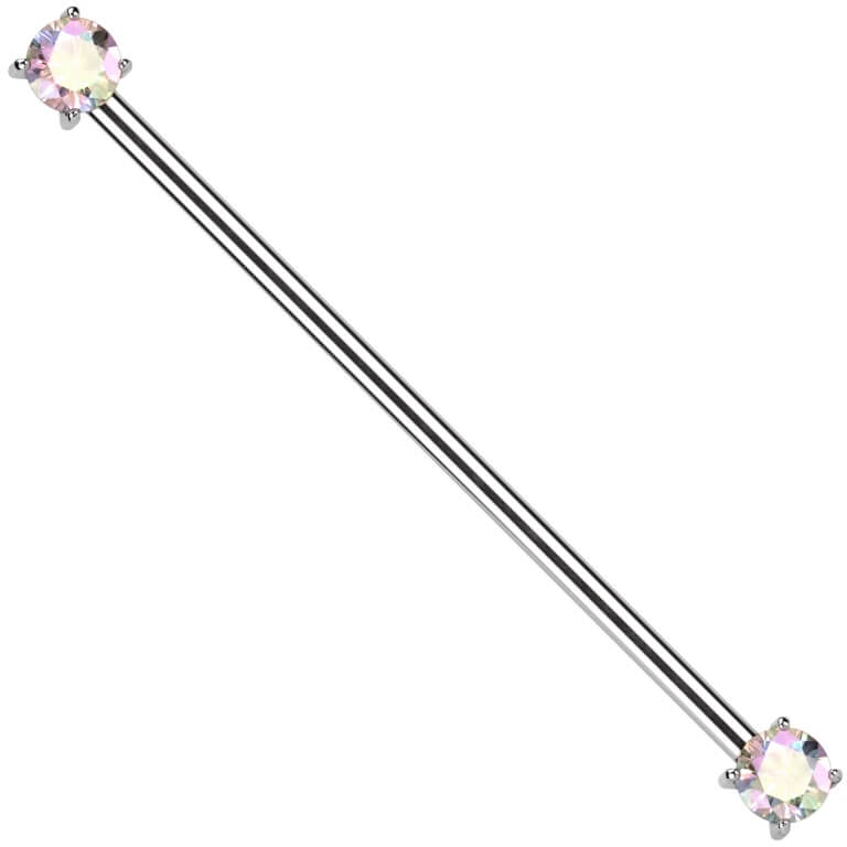 Titanium Industrial Barbell prong setting zirconia Push-In