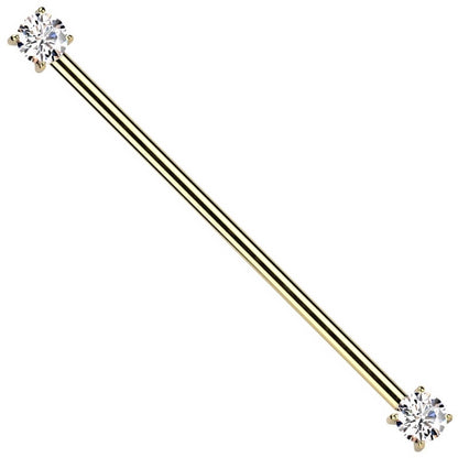 Titanium Industrial Barbell prong setting zirconia Push-In