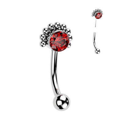 Titanio Piercing Sopracciglio Zircone / Opale e Argento Push-In