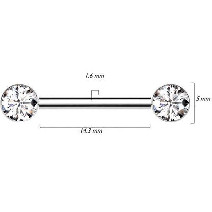 Titanium Barbell bezel setting zirconia Push-In