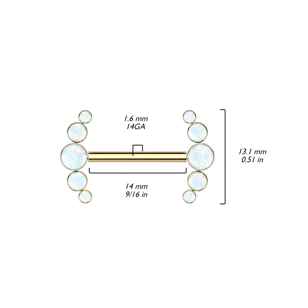 Titanium Nipple Piercing 5 Opal Push-In