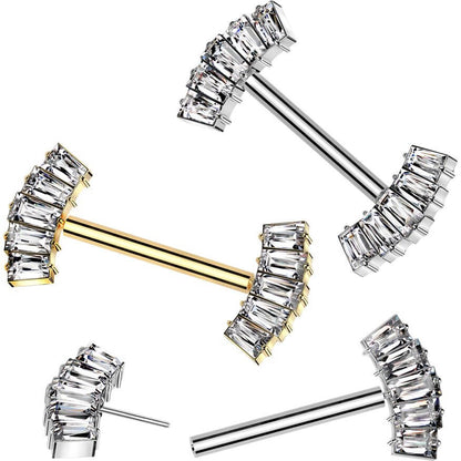 Titanium Nipple Piercing baguette fan zirconia Push-In