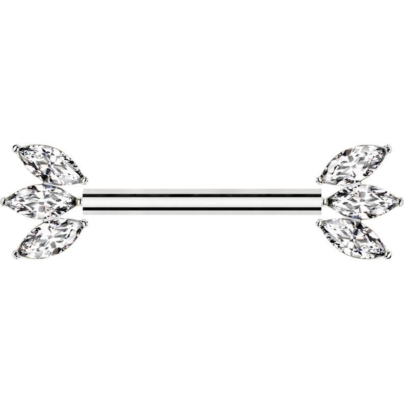 Titan Nippelpiercing Marquise Schliff Zirkonia Push-In