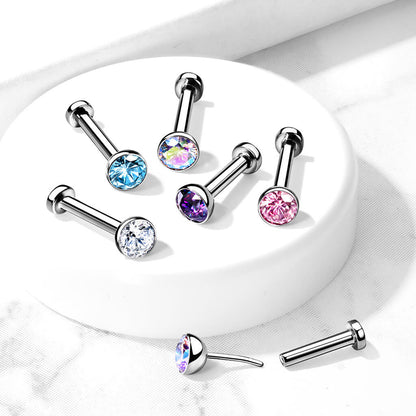 Titanio Labret Coppa d´argento con zircone Push-In